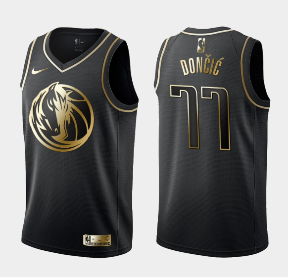 Men's Dallas Mavericks #77 Luka Doncic Black NBA 2019 Golden Edition Stitched Jersey Men's Dallas Mavericks #77 Luka Doncic Black NBA 2019 Golden Edition Stitched Jersey